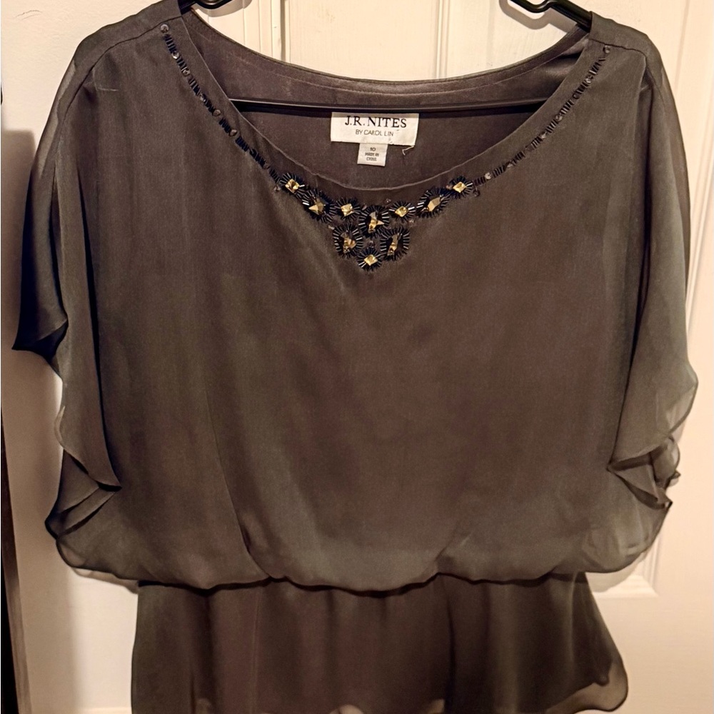 J.R. Nites Women's Elegant Gray Blouse